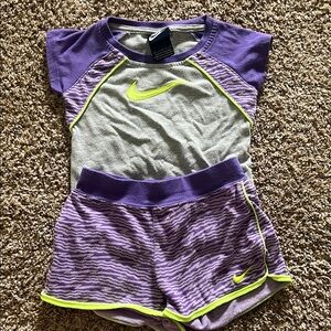 Nike Kids' Set in Purple and Gray with Neon Accents